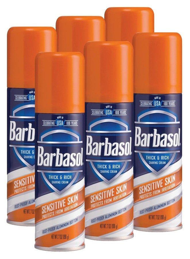 Barbasol Sensitive Skin Thick and Rich Shaving Cream, 7 Ounce, Pack of 6 - Image 1